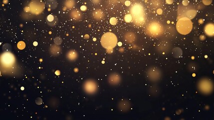 Golden dust light overlay with glowing bokeh, sparkles, and confetti texture
