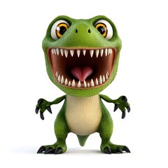 Fototapeta premium A cartoon dinosaur with a big mouth and a tongue sticking out