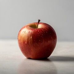 red apple on a wooden table