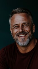 Obraz premium Happy Mature Man Portrait Smiling Gray Hair Close up