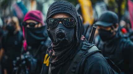 Naklejka premium Antifa groups are generally decentralized, functioning independently in multiple cities and regions. They often use local chapters, networks, or online platforms to share information and coordinate th