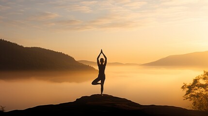 Sunrise Yoga Female Silhouette