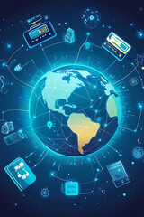 Obraz premium A digital representation of a connected world showcasing technology and communication.
