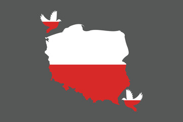 Map of Poland with the national flag of Poland, Poland flag vector graphic, Poland country flag is a symbol of freedom, National Poland flag, vector illustration
