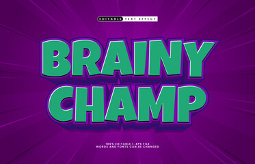 Obraz premium brainy champ editable text effect with a smart and kids text style