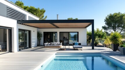 Modern Mediterranean Villa with Pool and Pergola