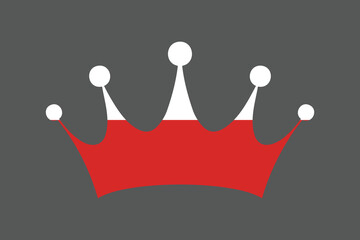 Poland crown shape with flag, Flag of Poland national country symbol illustration Vector, Rectangle Poland flag illustration, Flat vector illustration
