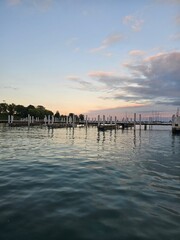 Naklejka premium sunset on the pier