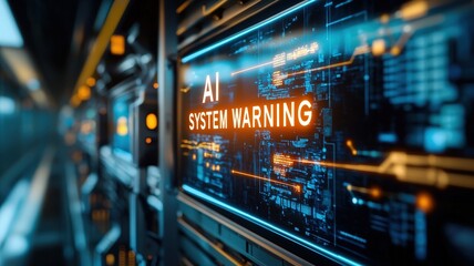 Naklejka premium AI system warning interface display