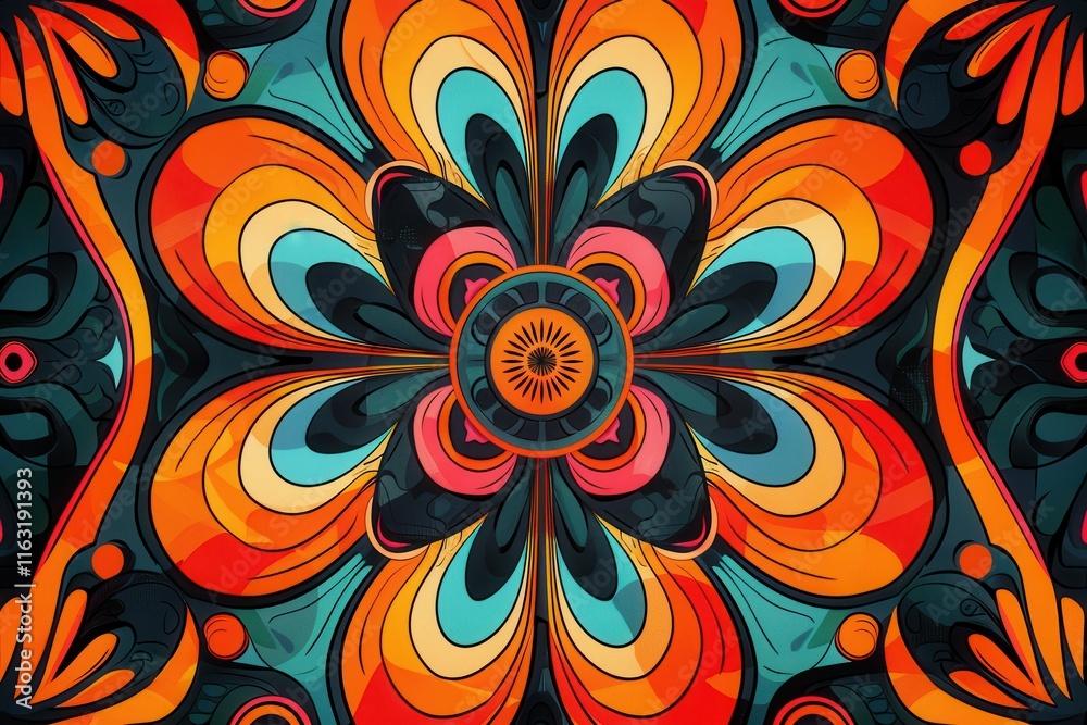 Leinwandbilder Vibrant abstract art with circular patterns and dynamic colors showcasing an energetic and playful design