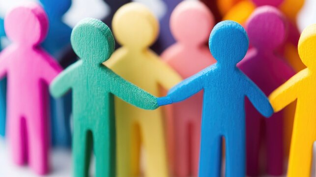 People of all colors holding hands, inclusive business mindset values dignity and respect for all individuals