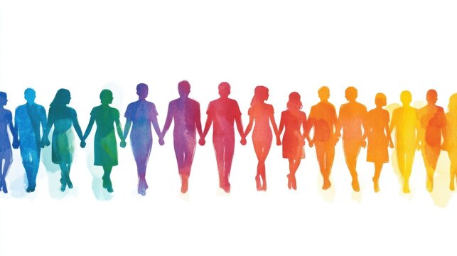 People of all colors holding hands, inclusive business mindset values dignity and respect for all individuals