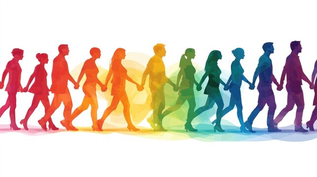 People of all colors holding hands, inclusive business mindset values dignity and respect for all individuals
