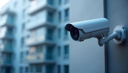 image of a security camera installed on the exterior of a modern building