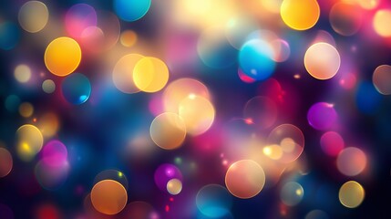 Soft blurred circular bokeh lights on dark background, abstract colorful glow