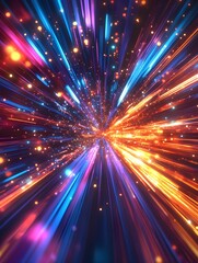 Abstract Light Rays Burst, Energy, Speed, Motion