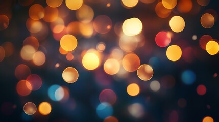 Obraz premium Soft blurred circular bokeh lights on dark background, abstract colorful glow