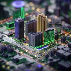 Obraz premium Smart City on Circuit Board