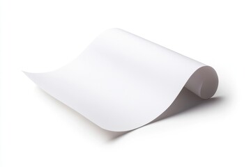 A Rolled Sheet Of Blank White Paper On White Background