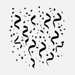 Fototapeta premium Glitter Confetti Simple Flat Icon Black and White Image of Confectionery Celebrations and Party Decorations