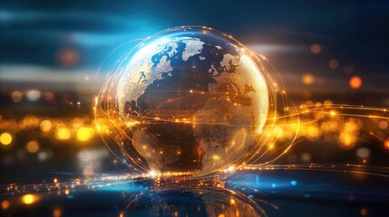 Metaverse digital world planet cyber Earth. Concept general virtual money, Abstract business crypto technology