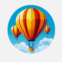 Obraz premium Colorful hot air balloons floating in the sky representing celebration and joy in 2025 with vibrant design elements