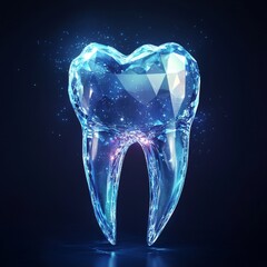 A glowing tooth made of diamonds