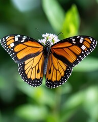 Obraz premium Closeup of a monarch butterfly on a flower