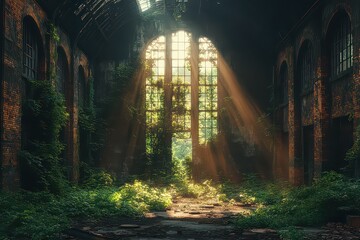 Nature Overtakes Abandoned Industrial Structure in Sunlight