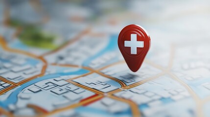Fototapeta premium Navigating Healthcare Services concept, Map Pin on a Hospital Location