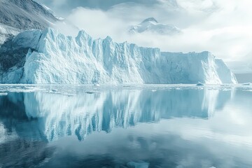 Serene Iceberg Reflection in Glacial Waters