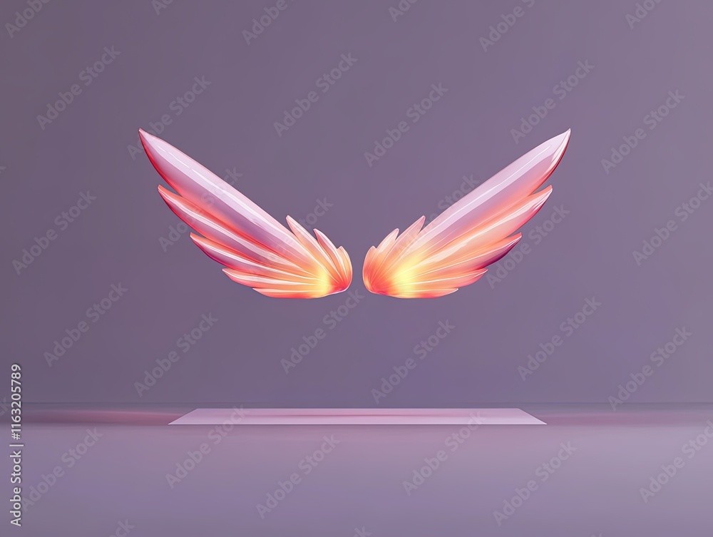 Canvas Prints ethereal wings in soft gradient colors with glowing effect, perfect for creative and inspirational t