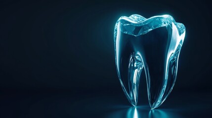 A glowing tooth made of diamonds