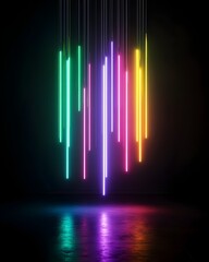 Neon Lights Hanging in Dark Room