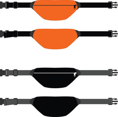 set of black and white waistbag mockup