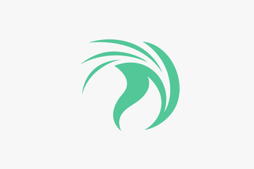 Modern minimalist green leaf logo 
