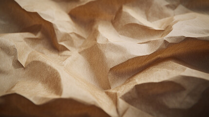 Detailed texture of crumpled brown paper on a wooden surface showcases natural elements and artistry