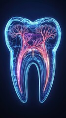 A tooth with internal visible structure