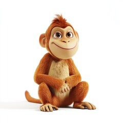 Obraz premium Adorable Cartoon Monkey Sitting Contentedly