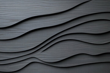 Fototapeta premium Dark Gray Abstract Wood Texture with Layered Waves, Creating a Stylish and Modern Background Design, Appearing Smooth and Elegant.
