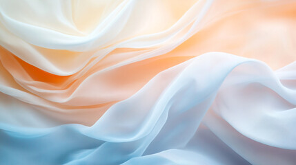 Obraz premium Flowing fabric creates a soft blend of blue and orange hues in a delicate arrangement