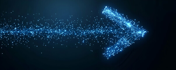 Obraz premium Glowing Network Arrow, Digital Connectivity Progressing Swiftly Forward in the Technological Landscape