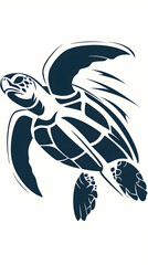 Sea Turtle Abstract Design, Graceful Aquatic Creature Swims Effortlessly Through Ocean Depths