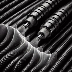 Black audio cable with visible white sound wave patterns