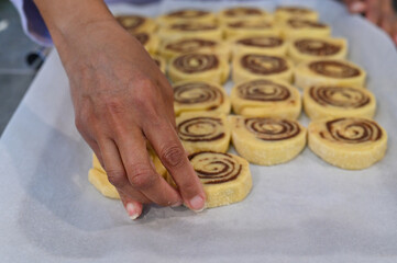 Homemade Fresh Baked Sweet golden brown Cinnamon Rolls for Christmas