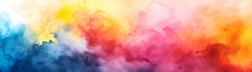 Fototapeta premium Vibrant Watercolor Abstract, Hues Blend Seamlessly, Creating a Dreamy, Colorful Canvas of Imagination and Artistic Expression.