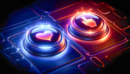 a set of sleek social media icons includes like and comment buttons, designed with modern aesthetics, perfect for engaging users and enhancing online interaction on various platforms