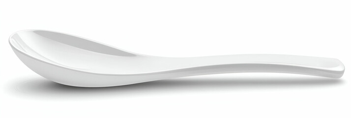 Obraz premium Elegant White Ceramic Spoon, Serving food with style and grace, perfectly curved for effortless use in any kitchen or dining setting.