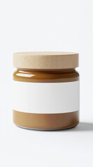 A customizable product label mockup on a jar, ideal for showcasing unique branding, product details, or logo designs in a professional and realistic presentation.