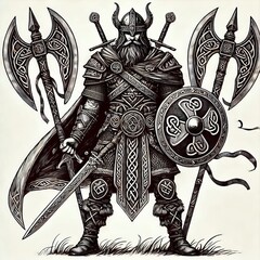 Celtic Warrior Detailed illustration of a Celtic warrior with we